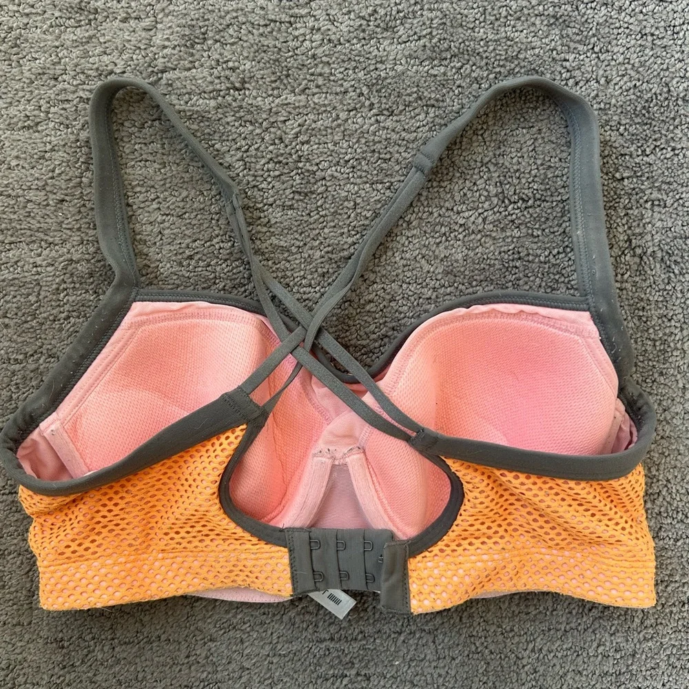 Victoria's Secret Orange and Gray Sports Bra